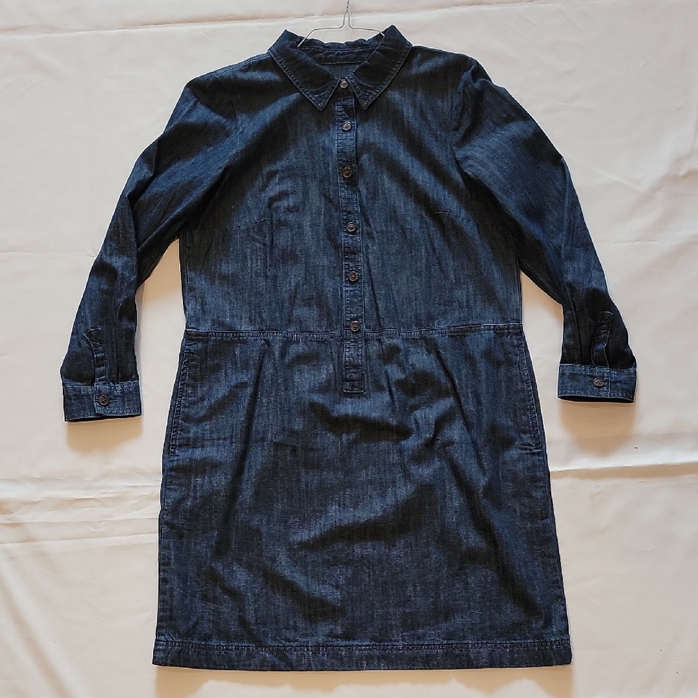 Talbots Dark Blue Denim Long Sleeve Dress